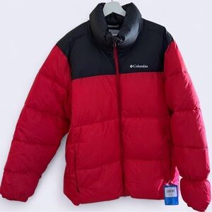 Columbia Two-Tone Red and Black Puffer Jacket